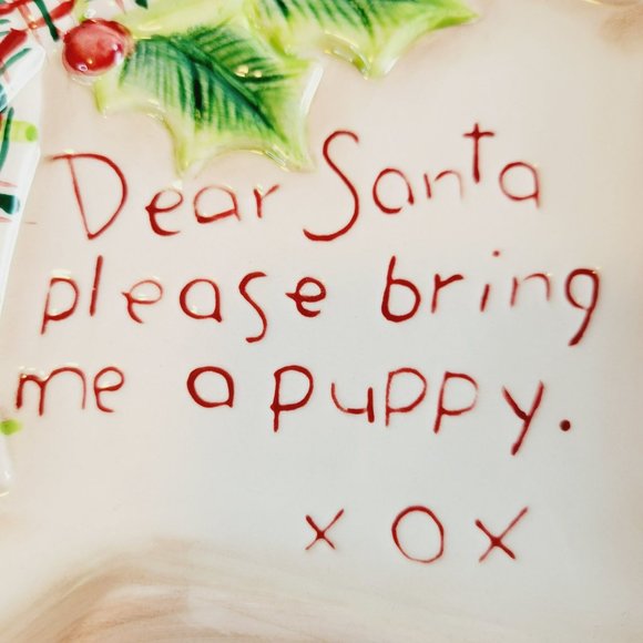 Fitz & Floyd Dear Santa Snack Plate & Spreader, 2009 Christmas Bring Me A Puppy - Picture 5 of 13